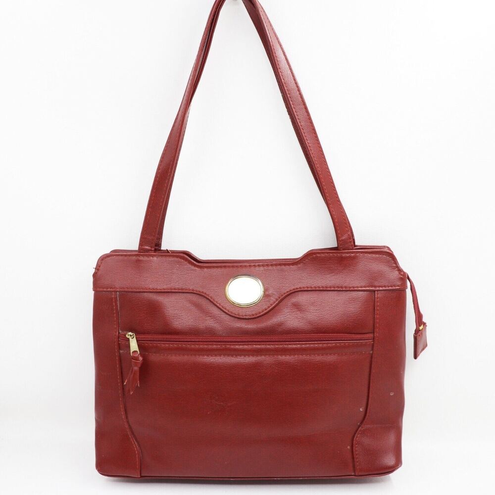 Ambassador Design Handbag Women Oxblood Faux Leather Purse Monogram NFD Bag